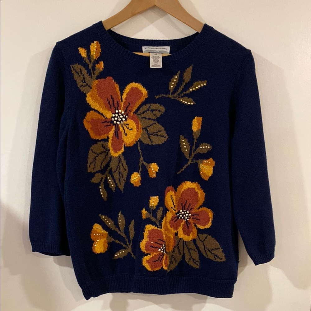 Floral Navy Sweater